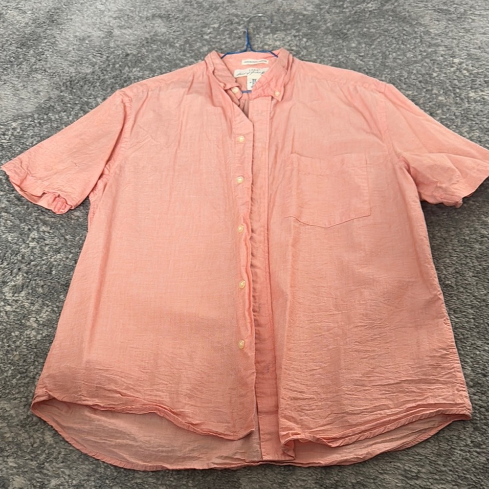 Casual Pink Button Down Shirt with Band Collar